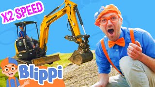 Excavators and Bulldozers with Blippi | X2 SPEED | Educational Construction Vehicles Videos for Kids