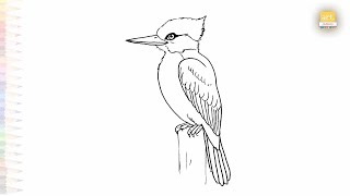 Kingfisher drawings easy | Bird drawing tutorial | How to draw A Kingfisher step by step #artjanag