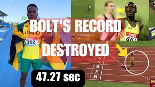 Destroyed! USAIN BOLT 22yr Old Record Destroyed By Nickecoy Bramwell (47.27 seconds) at CARIFTA