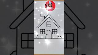 Easy House Drawing 🏡 and Coloring for Kids Toddlers | How to Draw a House for Kids