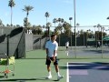 Abe, serve, baseline view, X-Mo video by Karl Rosenstock for CAtennis