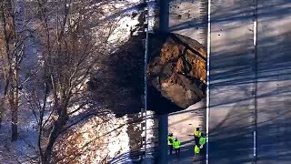 Sinkhole opens up on I-80 in Morris County