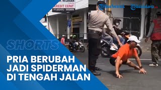 Viral Aksi Kocak Pria Mendadak Berubah Jadi Spiderman di Tengah Jalan, Diduga Modus Hindari Tilang