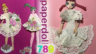 paper craft 도일리 페이퍼를 이용한 드레스만들기[구체관절인형][origami][paper doll][doily paper][paperdoll789]종이인형789 #25