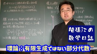 環論：有限生成でない部分代数