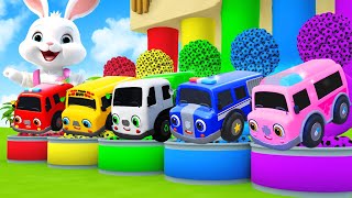 5 Giant Cars Cartoon School Bus, Fire Truck, Kamaz, Water Truck Paint Cars | Baby Bus Kids Songs