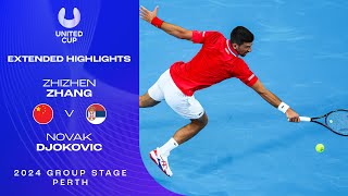 Zhizhen Zhang v Novak Djokovic Extended Highlights | United Cup 2024 Group E
