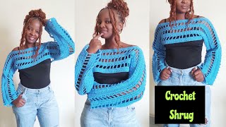 Crochet Simple Quick and Easy Beginner Friendly Shrug//Quad Stitch Mesh Shrug for Beginners