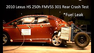 2009-2010 Lexus HS 250h / Toyota Sai FMVSS 301 Rear Crash Test (50 Mph - Fuel Leak)