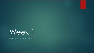 CIS 210 Week 1 - Intro to Data
