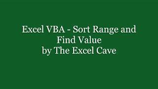 Excel VBA Sort Range and Find Value