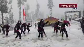 Indian Army celebrate the Shiv Jayanti at the Chhatrapati Shivaji Maharaj Statue in Kupwara