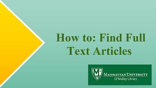 How to: Find Full Text Articles