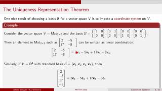 MATH 3191: The Uniqueness Representation Theorem