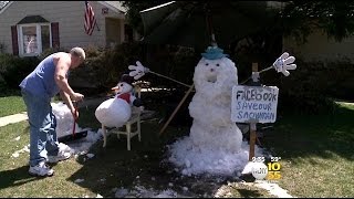 LI Family Tries To Save Snowman From Rising Temperatures