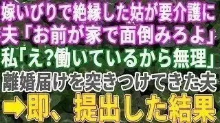 【スカッと総集編】ひどい嫁いびりで絶縁した義母が要介護に。夫「家で介護して、施設に入れると金がかかるから」私「働いてるから無理でしょ」→離婚届を突き付けてきたので即提出した結果...【修羅場】