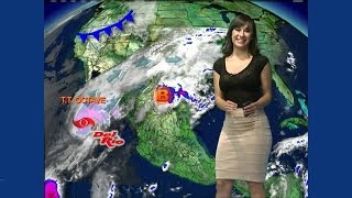 Gaby Luna blusa transparente 14 de Octubre 2013 Chica del Clima Televisa Juárez
