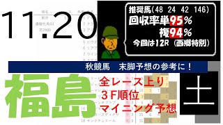 11月20日土曜日　福島競馬場　上り3F順位データ　みちのくS 2021(新馬戦除く)