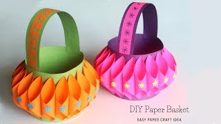 How To Make Paper Basket | Easy Paper Crafts | Easter Basket Ideas