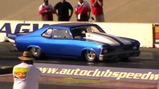 1969 Nova runs 6.78@212.78mph on 10.5 wide tyres/ Street Car event 2009.