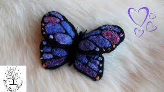 NEEDLE FELTING Butterfly Purple Time Lapse ASMR