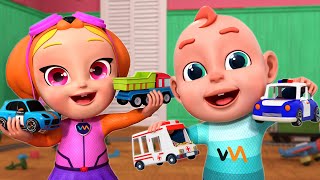 Learn Colors with Little Cars Song + Police Song and More | Rosoo Nursery Rhymes & Kids Songs