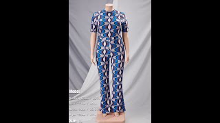 XL-5XL plus size summer new 3 colors half collar stretch wide leg stylish two-piece set DA003735