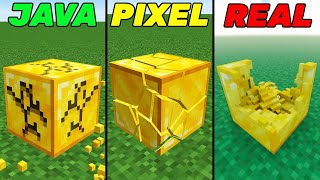 gold normal vs pixel vs realistic in minecraft