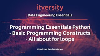 Programming Essentials Python - Basic Programming Constructs - All about for loops