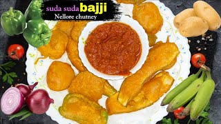 இப்படி பஜ்ஜி சுட்டா சாப்பிட்டுகிட்டே இருக்கலாம்/Bajji with nellore Erakaram chutney /bajji recipe