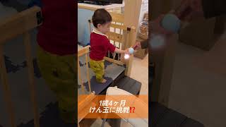 何事も挑戦⁉️1歳4ヶ月けん玉 #子育て #知育　#1歳児 #こどものチャレンジ