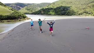 Climbing dunes, Lake Wainamu near Auckland, NZ