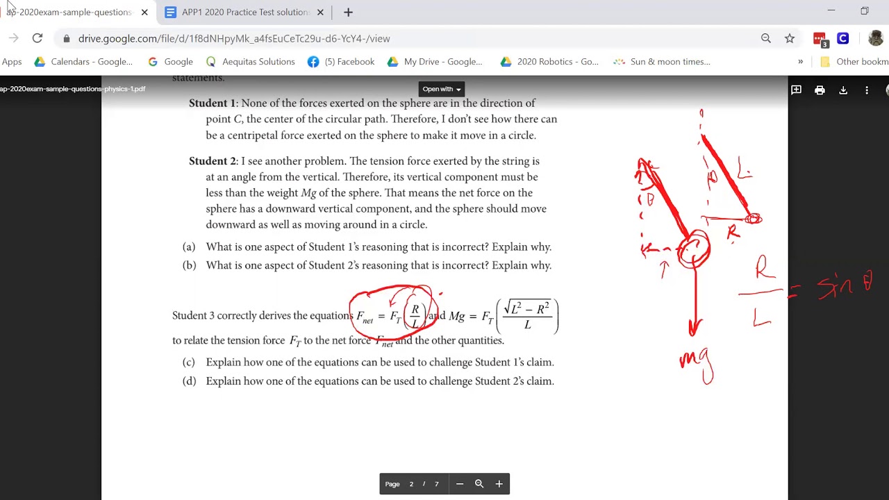 AP Physics 1 2020 Practice Exam Solutions - YouTube