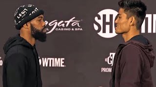 GARY RUSSELL JR GOES FACE TO FACE WITH MARK MAGSAYO IN FIRST FACE OFF AT FINAL PRESSER