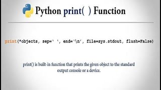 PYTHON PRINT FUNCTION IN DETAIL EXPLANATION IN TAMIL | PYTHON PRINT FUNCTION IN TAMIL