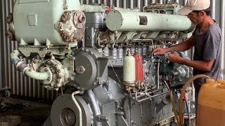 Running marine engine Yanmar S165 - Nổ máy thuỷ Yanmar S165