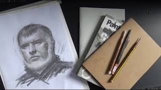 Materials for drawing a portrait in pencil, or charcoal and chalk