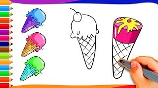 Ice Cream Drawing How To Draw An Ice Cream Cone Ice Cream Coloring For Kids