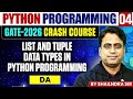 Python Programming 04 | List and Tuples Data Type | DA | GATE Crash Course