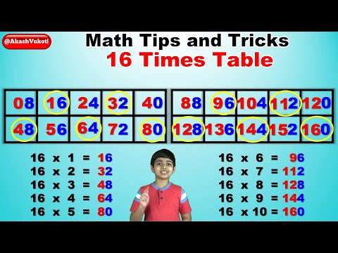 What are the 16 times tables?