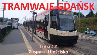 Tramwaje Gdańsk. Linia 12 Zaspa - Ujeścisko. Cała trasa/CAB RIDE on tram line 12 in Gdańsk (Poland).