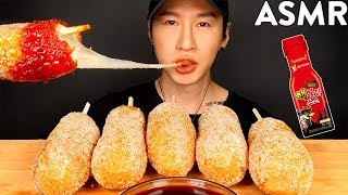 ASMR CHEESY CORN DOGS + NUCLEAR FIRE SAUCE MUKBANG (No Talking) EATING SOUNDS | Zach Choi ASMR