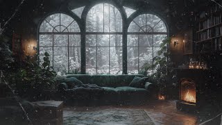 𝔖𝔫𝔬𝔴𝔣𝔞𝔩𝔩 ℜ𝔢𝔳𝔢𝔯𝔦𝔢𝔰 ~ Cozy Fireside Warmth and Frosted Forest Views with Dark Academia Elegance