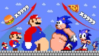 MARIO Vs SONIC: What If Every Seed Makes Mario BIGSIZE Vs SONIC TINY