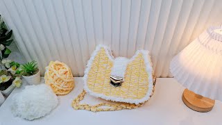 PLASTIC CANVAS BAG TUTORIAL | YARN BAG DIY #canvasbag #plasticcanvas #plasticcanvasbag