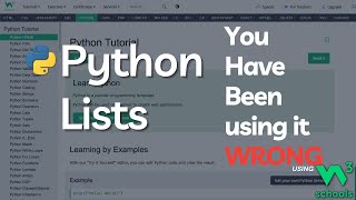 W3schools Python LISTS ! You have Been Using it WRONG _ What you MUST Learn about Python LISTS