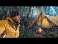 Crazy Storm Forces Me To Take Shelter Immediately! - ASMR Solo Camp With HEAVY RAIN