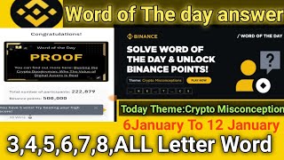 Word of The day answer binance today Theme:Crypto Misconception WODL Answers Today |All Letters WOTD