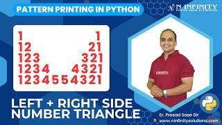 Pattern Printing in Python | Session 24 | Left + Right Side Number Triangle Pattern Printing