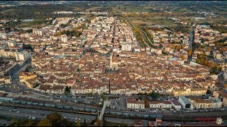 Montevarchi vista aerea con drone dalla Croce del colle dei Cappuccini